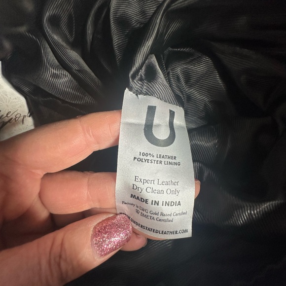 NWT Free People x Understated Leather Black Leather Embroidered Moto Pants S - Picture 15 of 16